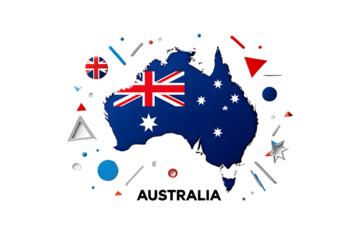Australia flag map icon isolated on transparent background