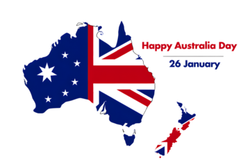 Happy australia day map 26 january isolated on transparent background