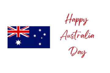 Happy australia day greeting with flag isolated on transparent background