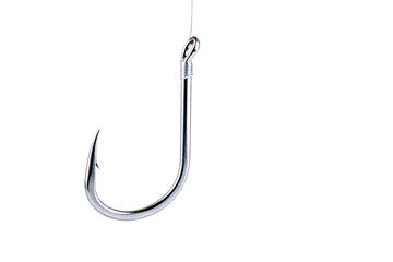 Single Fishing Hook with Line Isolated on White