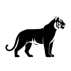Obraz premium Black Silhouette of a Majestic Tiger Standing Proudly.