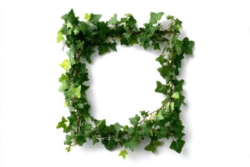 Decorative Ivy Border Frame Made From Intertwined Vines on White Background