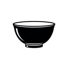 Simple black and white bowl illustration.