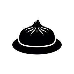 Steamed Dumpling Silhouette Icon.