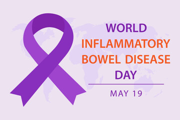 World Day against Inflammatory Bowel Diseases (IBD). The symbol of the purple information ribbon. Template for background, banner, postcard. The World Day of Inflammatory Bowel Diseases is celebrated 