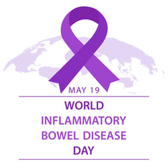 World Day against Inflammatory Bowel Diseases (IBD). The symbol of the purple information ribbon. Template for background, banner, postcard. The World Day of Inflammatory Bowel Diseases is celebrated 