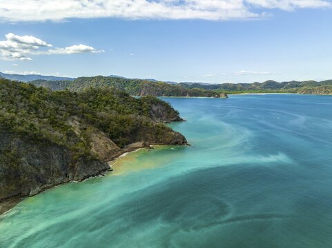 Aerial view, tropical island in the turquoise ocean, Tortuga Island, Puntarenas, Costa Rica