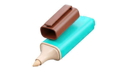 Turquoise Highlighter with Brown Cap