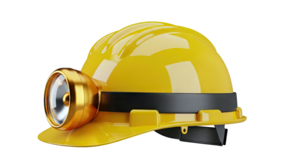 Yellow Hard Hat with Golden Headlamp