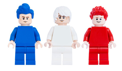 Obraz premium Dortmund - Deutschland 19. Januar 2026 - Lego Minifigure in blau, weiß und rot