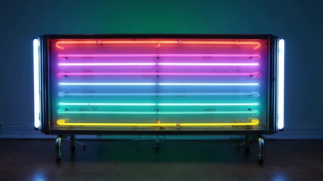 Neon sign glowing brightly against a textured brick wall, creating a vibrant urban atmosphere.