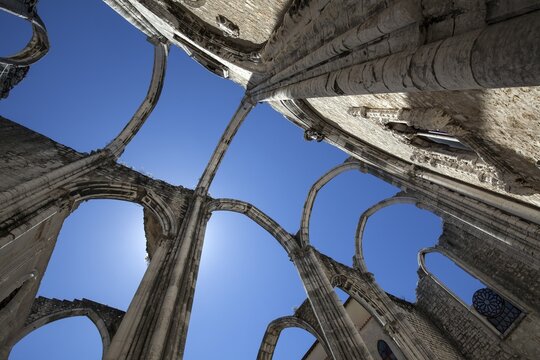 Ruins of the monastery church of the former convent of the Carmelite order, Convento do Carmo, Chiado district, Lisbon, Portugal
