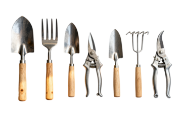 Set of Garden Tools with Wooden Handles