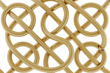 Interconnected gold rings isolated on a transparent background