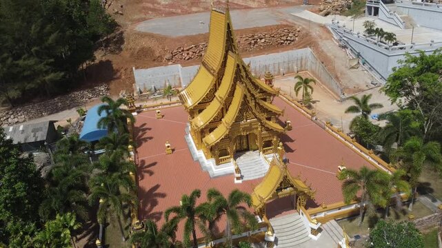Golden Ubosot at Wat Khao Hua Sing, Krabi, Thailand