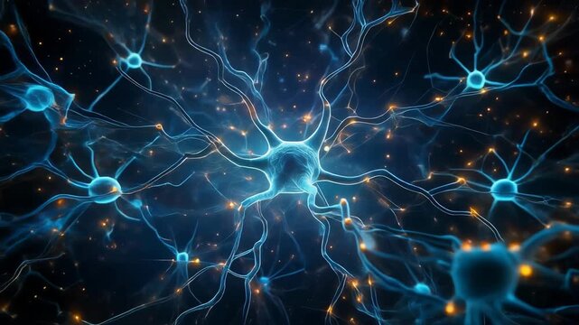 Neural connections illuminating the dark neural network with neurons and synapses in a complex biological system viewed microscopically