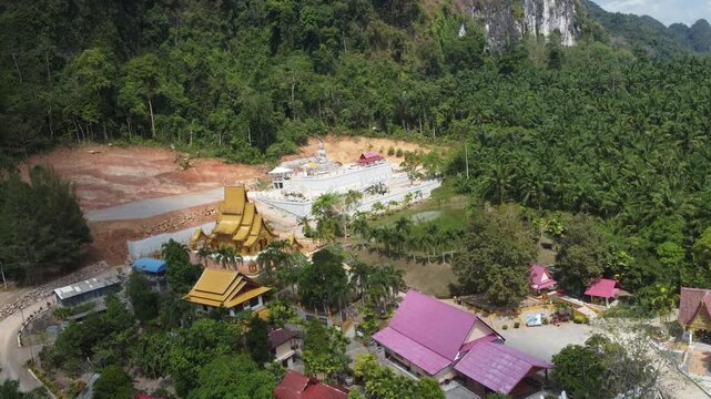 Golden Ubosot at Wat Khao Hua Sing, Krabi, Thailand
