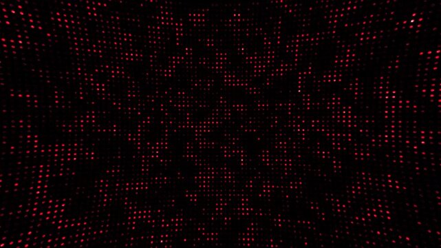Abstract dot technology background. Hi tech motion graphic background, red flickering dots on dark background