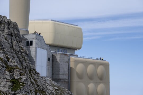 S&auml;ntis summit with radio mast, S&auml;ntis summit, Appenzell Alps, Switzerland