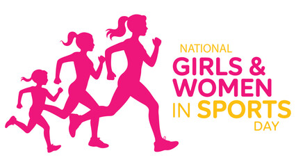 national girls and women in sports day silhouette illustration promoting female empowerment, equality, fitness and participation in athletic activities