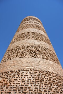 Burana Tower, remains of Karakhanid Minaret, histroic ancient city of Balasagun on the Silk Road, near Tokmok, Chuy, Kyrgyzstan
