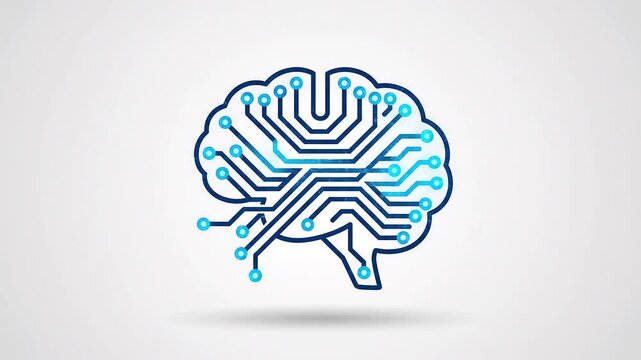 brain circuit a clean minimal animated icon Flat 2D vector outline illustration Clean solid background