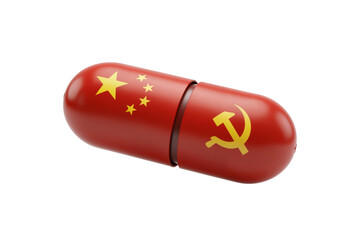 Medical Capsule Featuring China and Soviet Union Flag Symbols