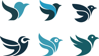 Fototapeta premium Bird Vector Set, Flying Bird Logo Icon Set.