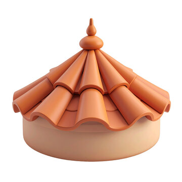 Terracotta Tiled Roof With Beige Round Base Isolated on Transparent