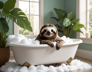 Faultier in der Badewanne