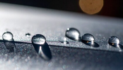 Small Water Droplets on Flat Surface in Dark Environment