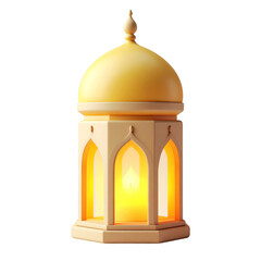 Golden Ramadan Lantern Glowing on Transparent Background Decoration