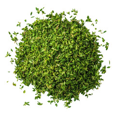 Naklejka premium Thyme Powder Flat Lay Image isolated on white or transparent background, png clipart, design element. Easy to place object on any other background.
