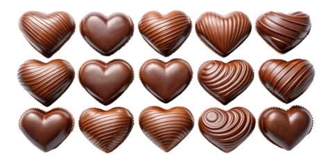 Assorted chocolate hearts on black background sweets