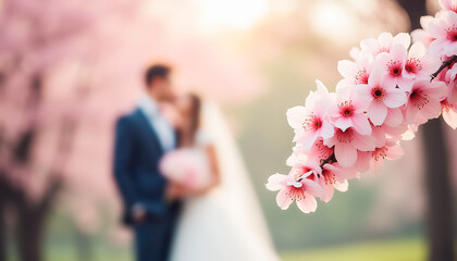 bride and groom holding hands blur