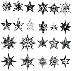 distinct star illustrations vector set