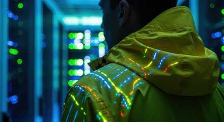 A woman and child enjoy a fun Christmas market at a street store filled with colorful party decoration and festive hats displayed against a black background