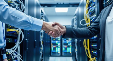 Business people shaking hands at an airport escalator