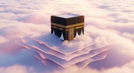 A beautiful 3d render of a man holding a fluffy white cloud against a clear blue summer sky with bright sunlight illuminating the high atmosphere