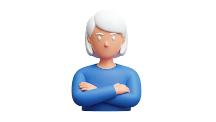3D cartoon woman with arms crossed