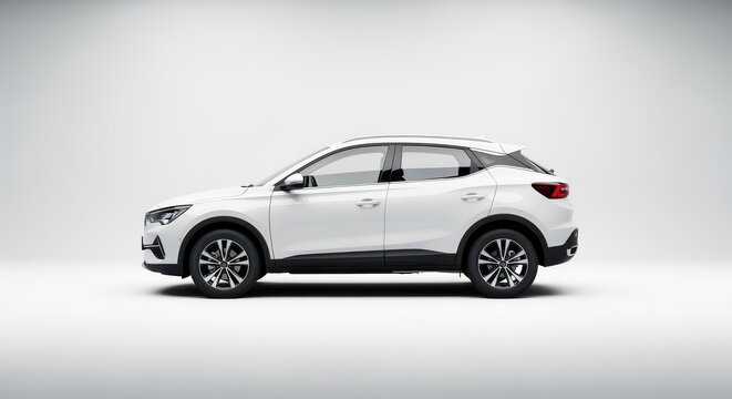 A shiny silver luxury sports car sedan and 3d automobile model isolated on a white background for high speed transport design