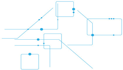 Vector abstract technology tech line with crossed lines and dots.