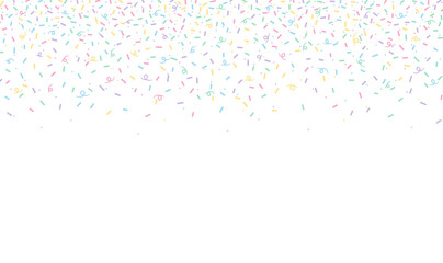 Colorful sprinkles banner background, colorful falling decorative sprinkles background