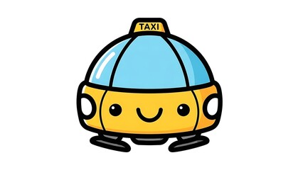 Smiling Cartoon Taxi Character Illustration.