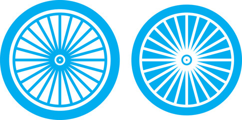 Bicycle wheel icon. Colorful vehicle wheel icon set isolated on white. Side view bicycle illustration with visible pedals and wheels. Bike Rides, Sport Symbols, and Transport Icons for Healthy Adventu