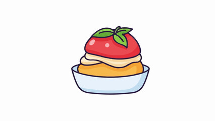 Whimsical cartoon drawing of a layered dessert with a cherry topping