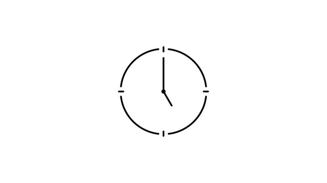 Animated line clock icon illustrating passing time concept on simple white background