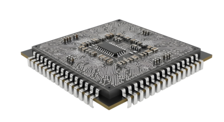 Realistic 3D Render of Modern Computer Processor Chip isolated PNG with Transparent Background