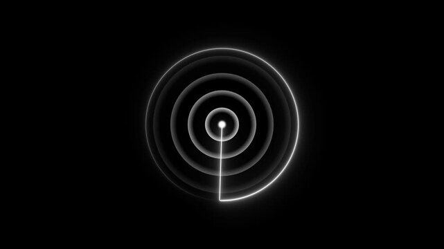 Glowing neon radar technology animation on transparent background. Futuristic HUD Radar Circle User Interface Target Searching Icon Concept. Military target navigation interface system.