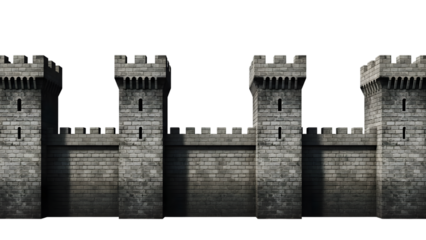 Medieval castle towers isolated on transparent background